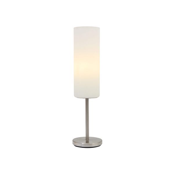 Eurolux satin chrome table lamp, front view