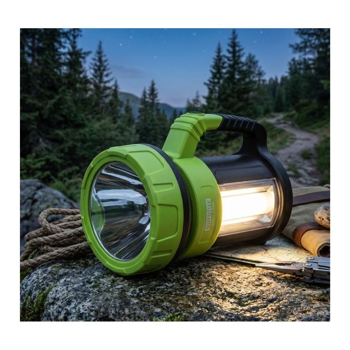 Eurolux black & lime green torch shown in its packaging