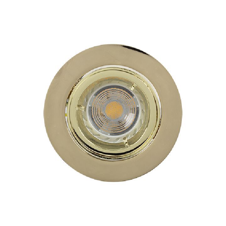 Close-up detail of the Radiant brass downlight