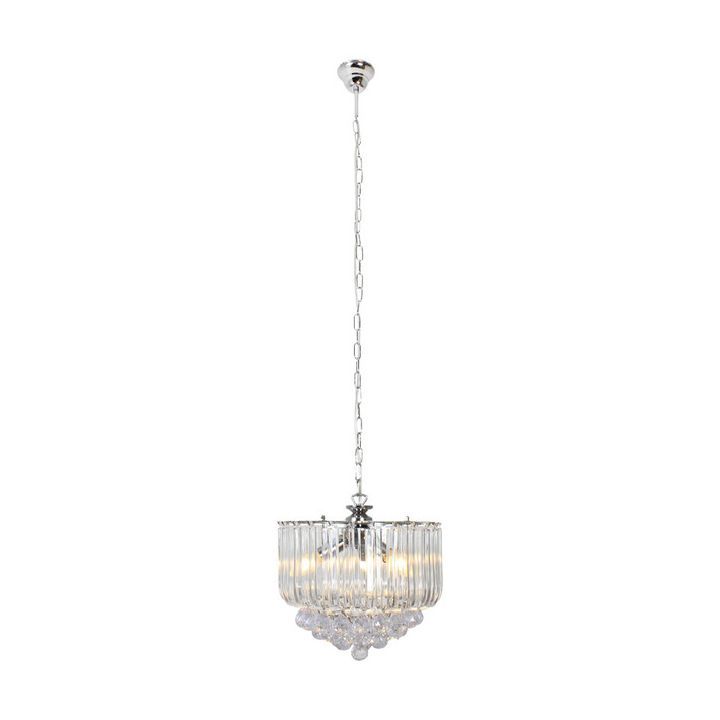 Eurolux chandelier installed and lit