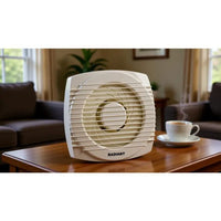 Radiant white fan shown in its packaging