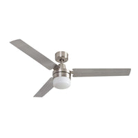 Eurolux satin chrome ceiling fan, front view