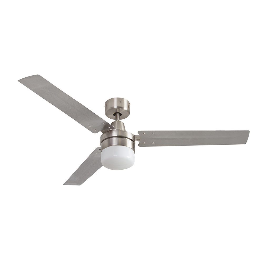 Eurolux satin chrome ceiling fan, front view