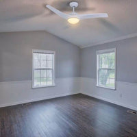 Close-up detail of the Radiant white ceiling fan