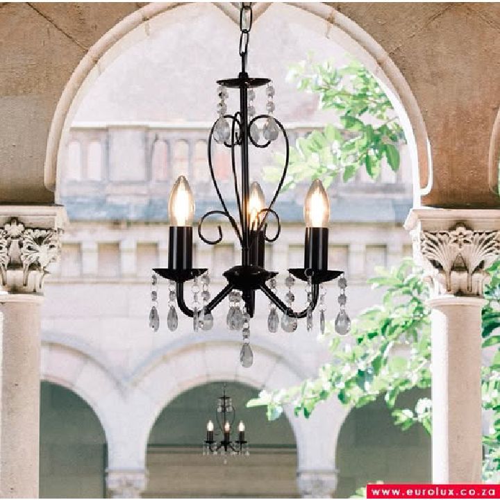 Eurolux chandelier installed and lit