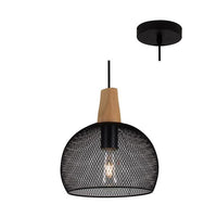 Eurolux black & brown wood pendant light, front view