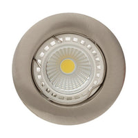 Eurolux satin chrome downlight installed and lit