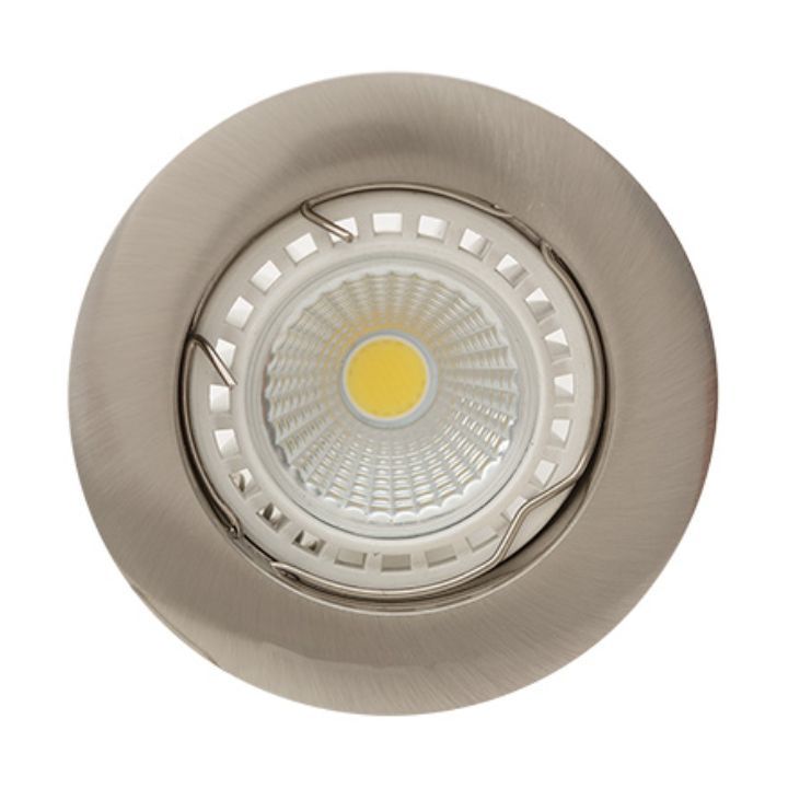 Eurolux satin chrome downlight installed and lit
