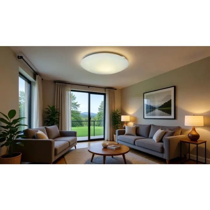 Eurolux ceiling light installed and lit