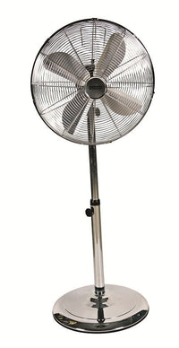 Eurolux silver pedestal fan, front view