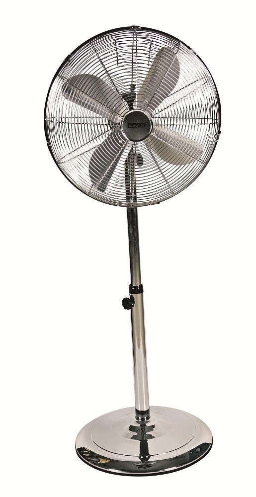 Eurolux silver pedestal fan, front view