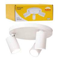 Radiant white downlight shown in its packaging