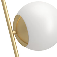 Close-up detail of the Eurolux brushed brass floor lamp