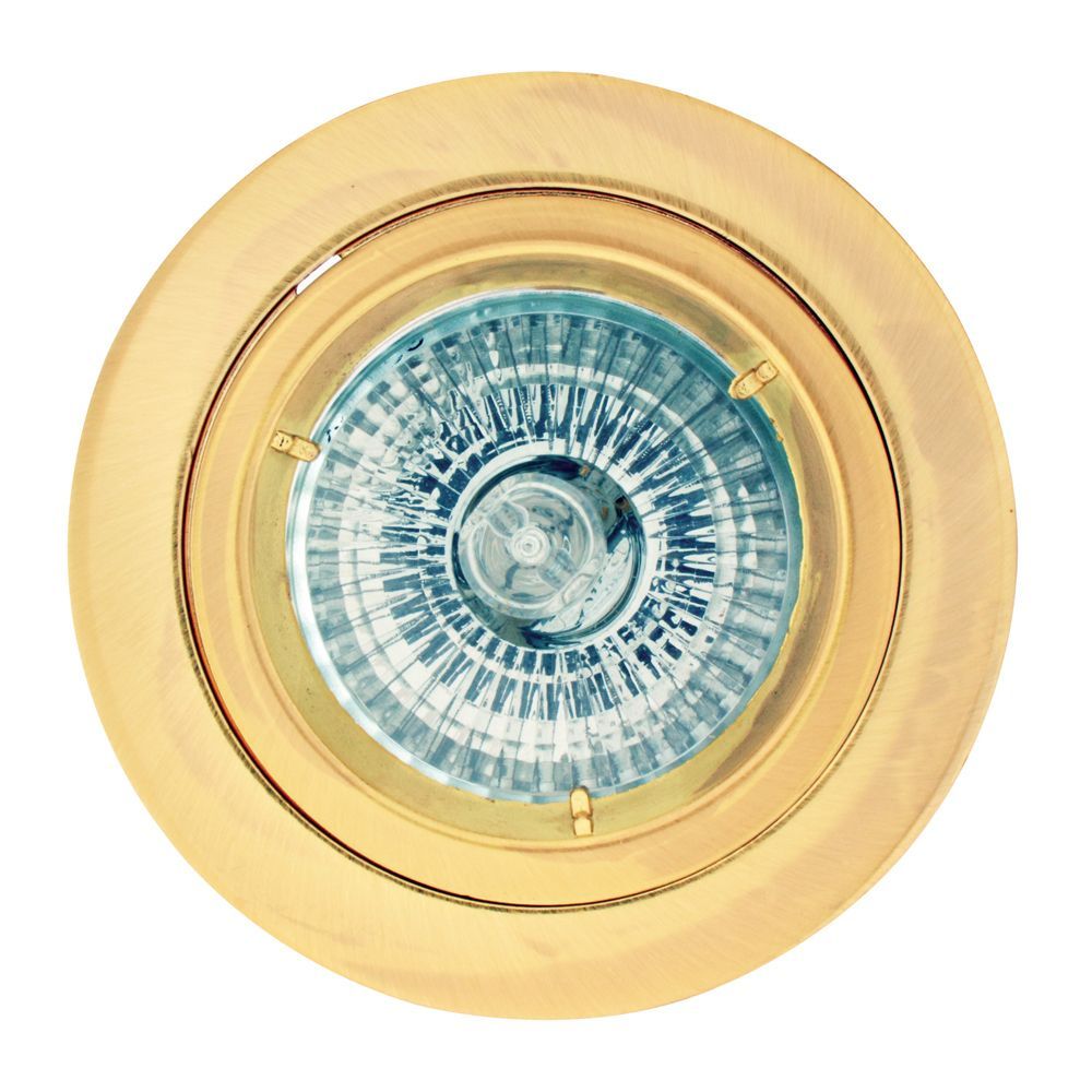 Eurolux satin brass downlight, front view