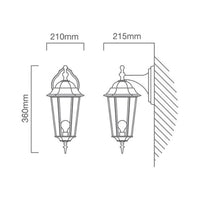 Eurolux verde green wall light dimensions diagram