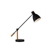 Eurolux black & brown wood table lamp, front view