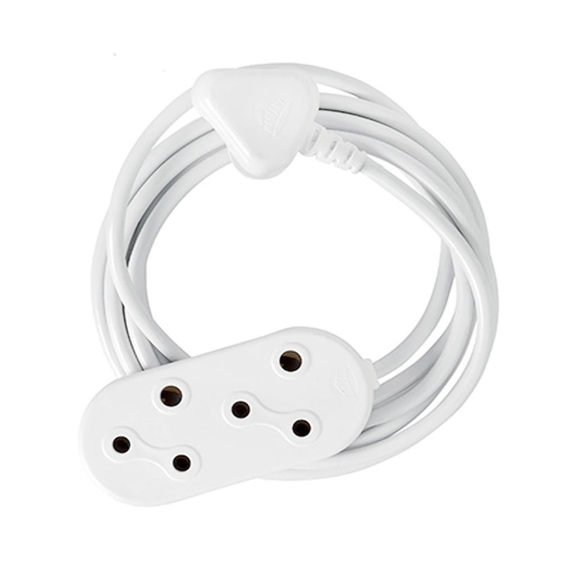 Radiant white extension cord, front view