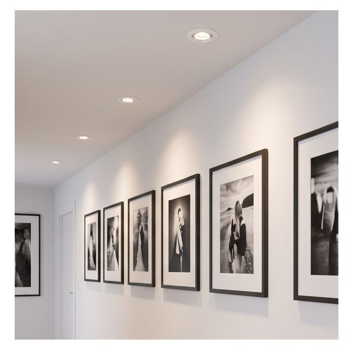 Eurolux white downlight installed and lit