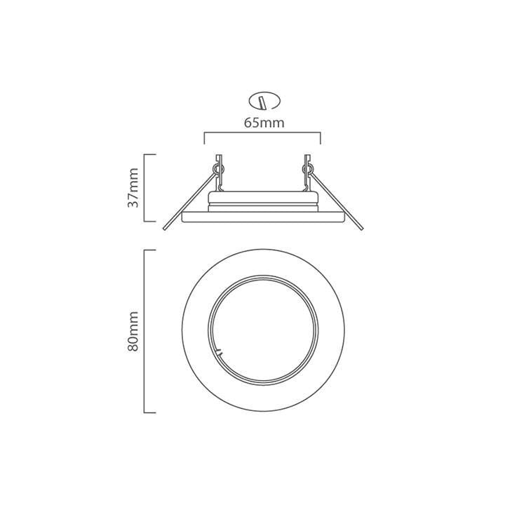 Eurolux white downlight dimensions diagram