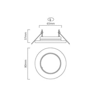Eurolux white downlight dimensions diagram