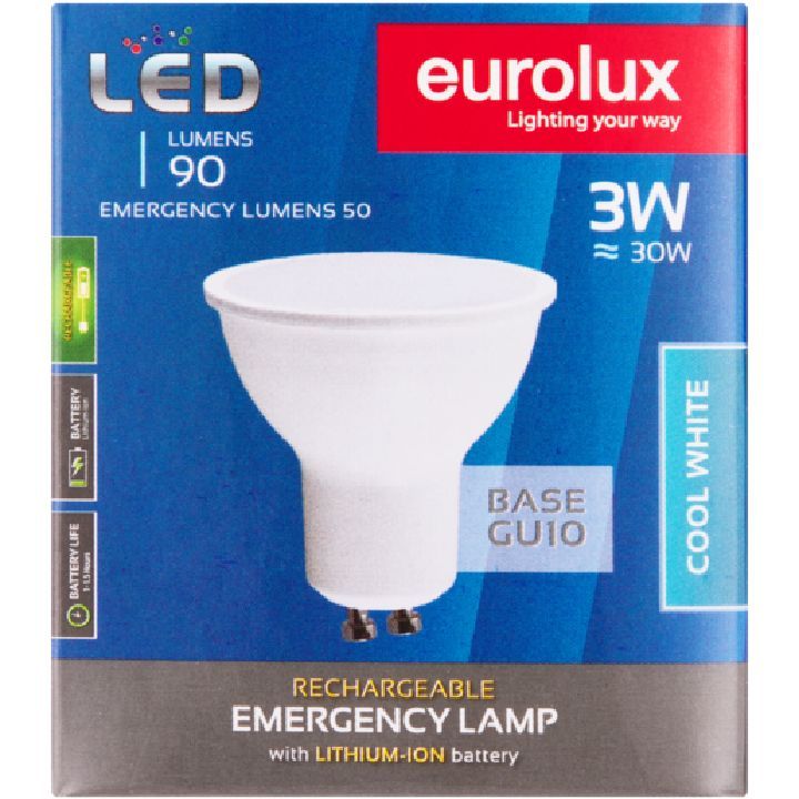 Eurolux emergency light installed and lit