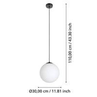 Eurolux black pendant light dimensions diagram