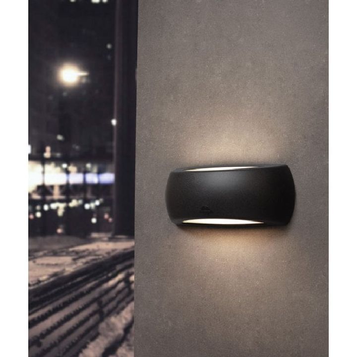 Close-up detail of the Eurolux black bulkhead light