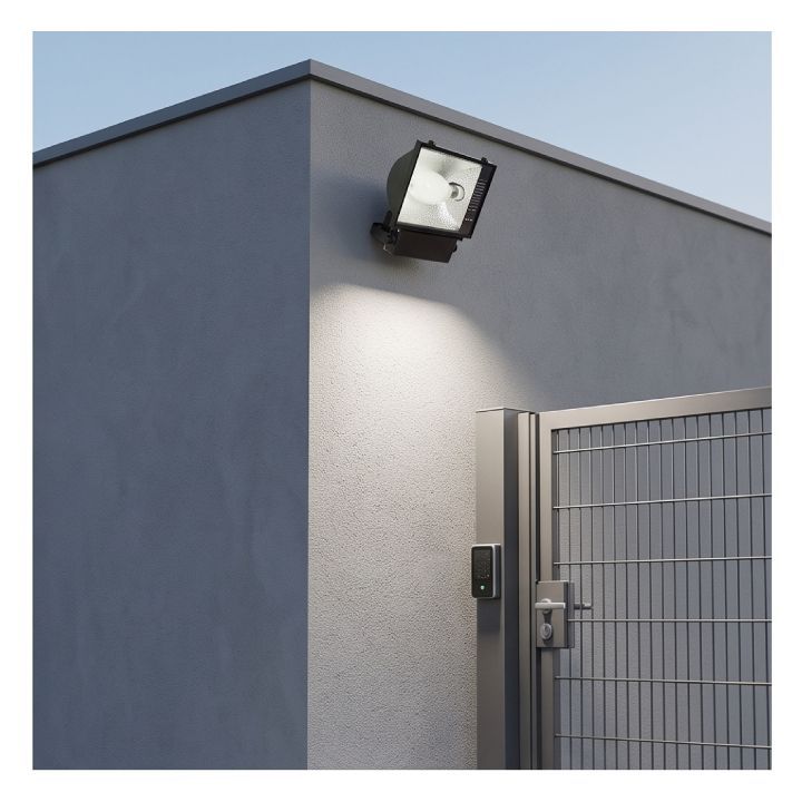 Eurolux black floodlight shown in its packaging