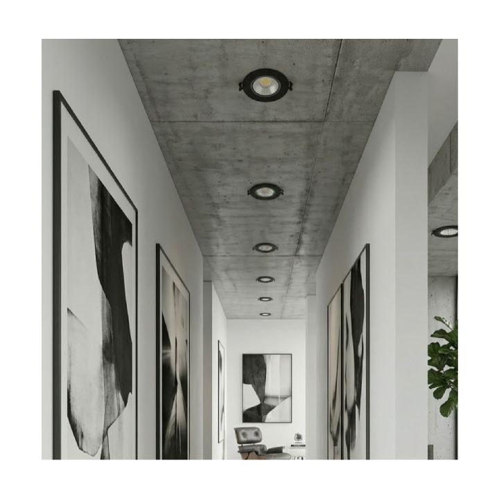 Close-up detail of the Eurolux black downlight