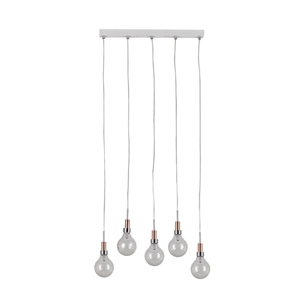 Eurolux white & copper pendant light, front view