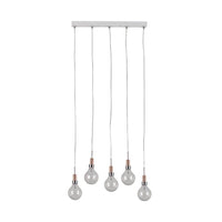 Eurolux white & copper pendant light, front view