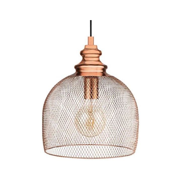 Eurolux copper pendant light installed and lit