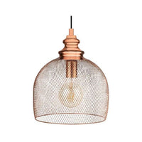 Eurolux copper pendant light installed and lit