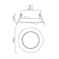 Eurolux white downlight dimensions diagram