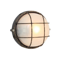 Eurolux black gold bulkhead light, front view