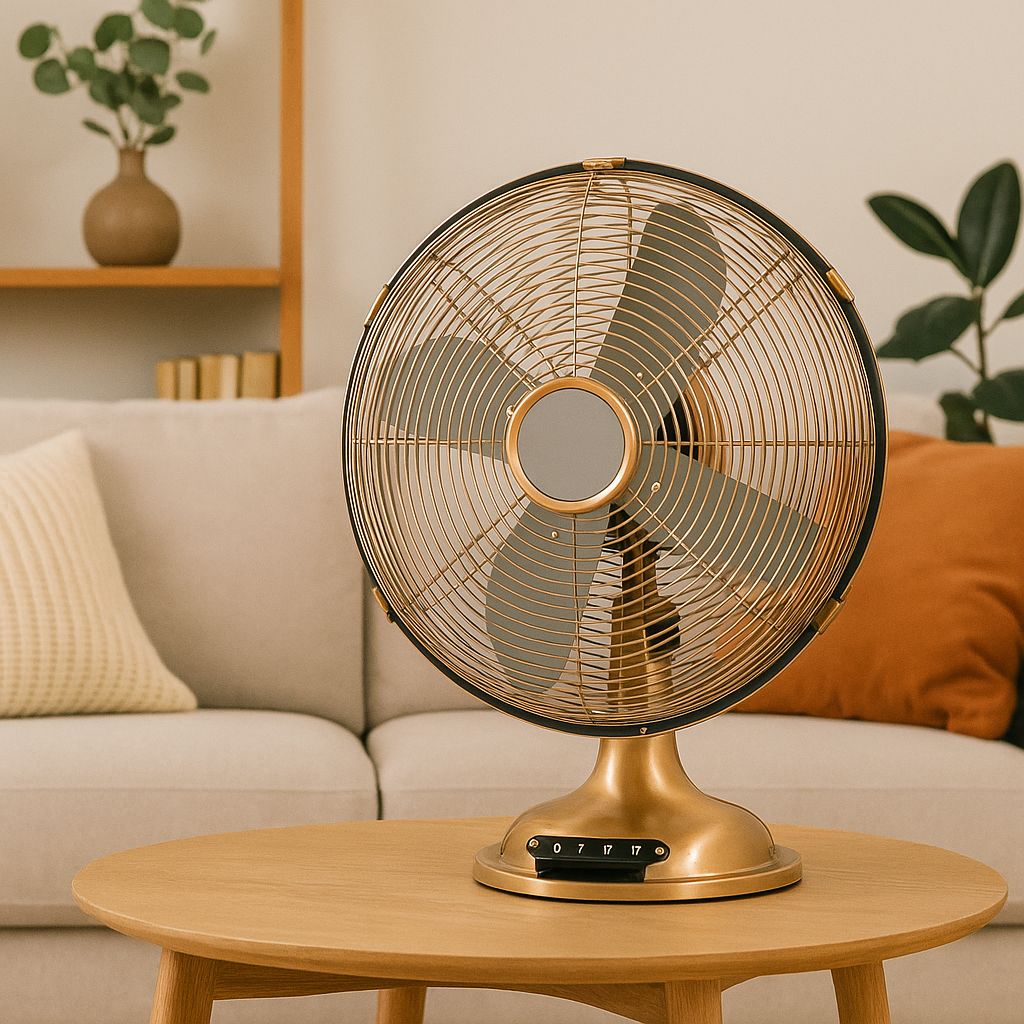 Close-up detail of the Eurolux antique copper or silver fan