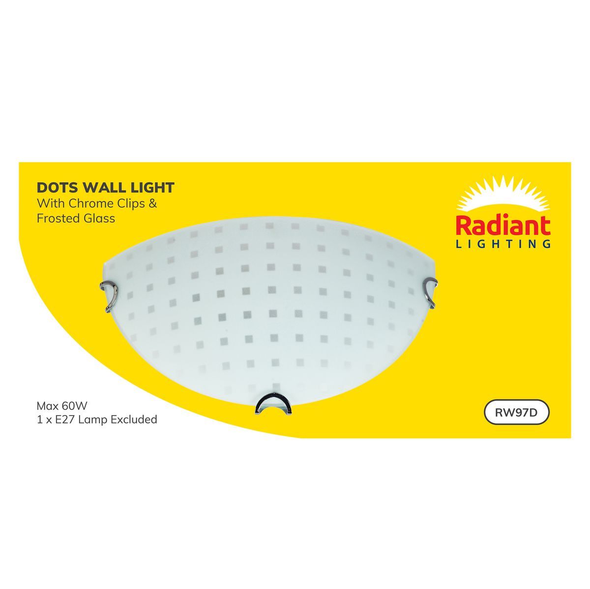 Radiant chrome wall light dimensions diagram