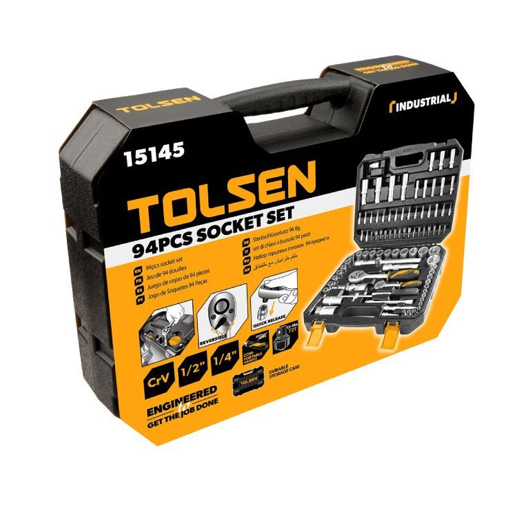 Tolsen socket set shown in its packaging