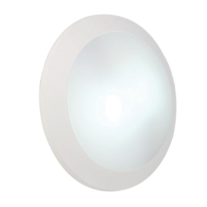 Eurolux white bulkhead light, front view