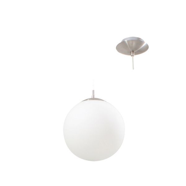 Eurolux satin chrome pendant light, front view