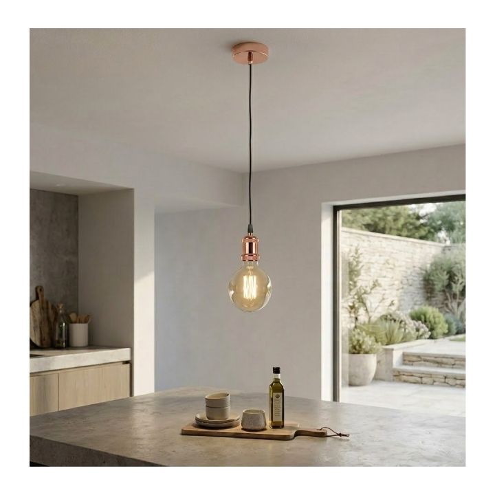 Eurolux pendant light installed and lit