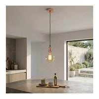 Eurolux pendant light installed and lit