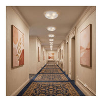 Eurolux polished brass ceiling light installed and lit