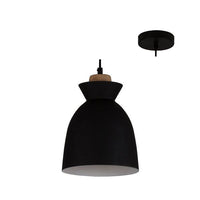Eurolux black & brown wood pendant light, front view