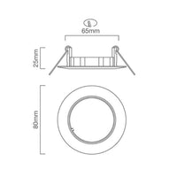 Eurolux white downlight dimensions diagram