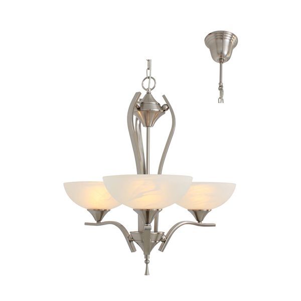 Eurolux satin chrome chandelier, front view