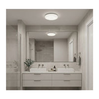 Eurolux white ceiling light installed and lit