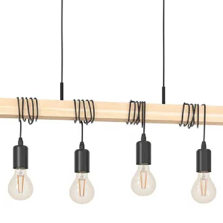 Eurolux black & brown pendant light installed and lit