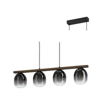 Eurolux black grey transparent pendant light installed and lit
