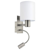 Eurolux satin chrome wall light, front view